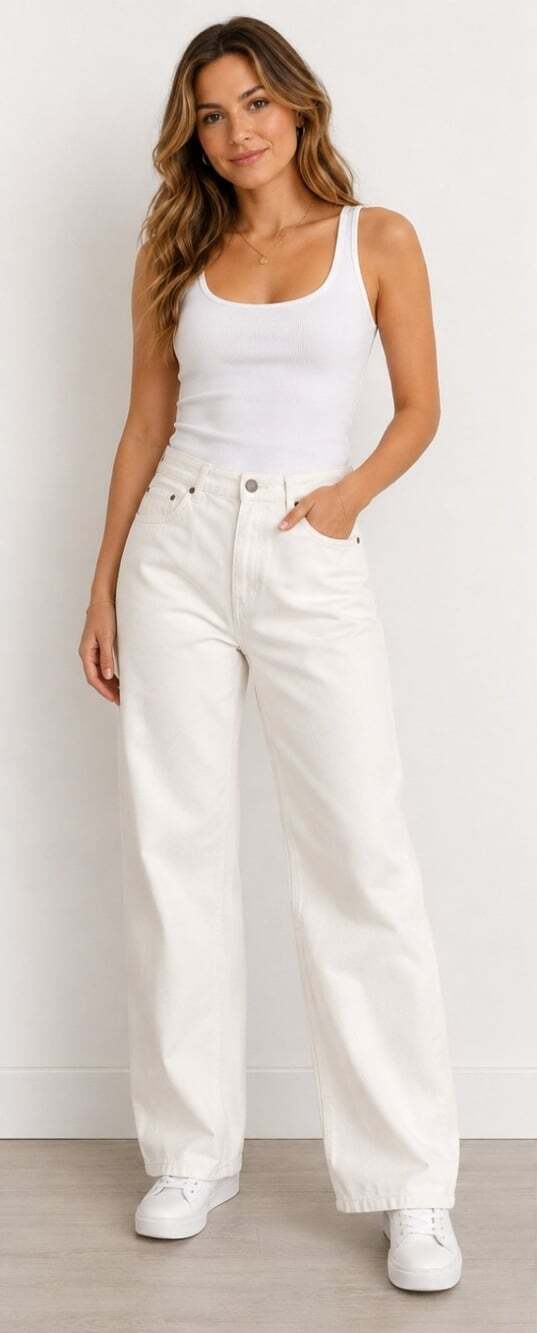 Soft Focus Jeans Womens Size 20W White Wide Leg Denim New Minimalist T40